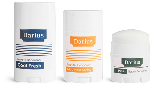 White Plastic Deodorant Tubes w/ Flat Caps