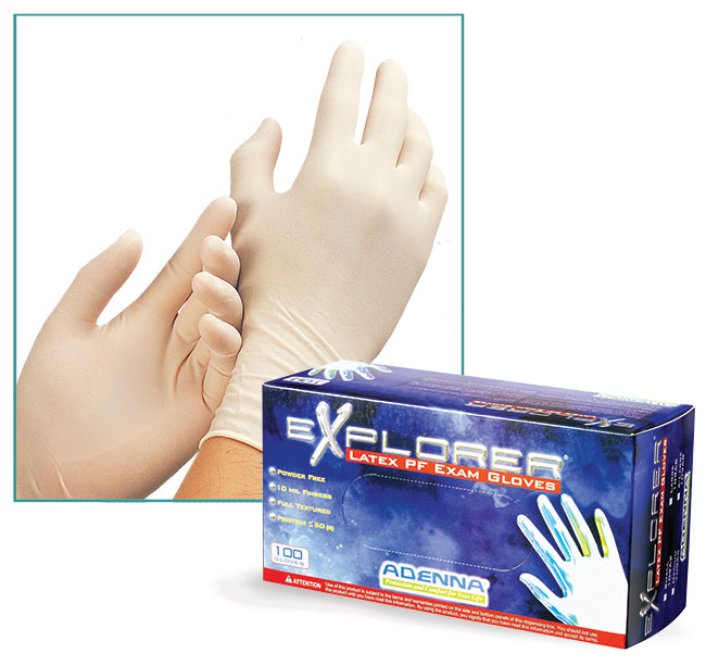 Latex Gloves, Explorer Extra-Thick Latex Powder Free Exam Gloves