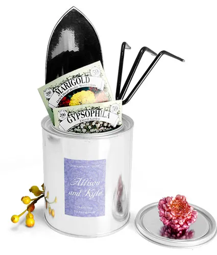 Round Metal Paint Can Wedding Favor Ideas  