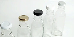 12 oz Clear Glass Barbeque Sauce Bottles w/ Gold Metal Lug Caps