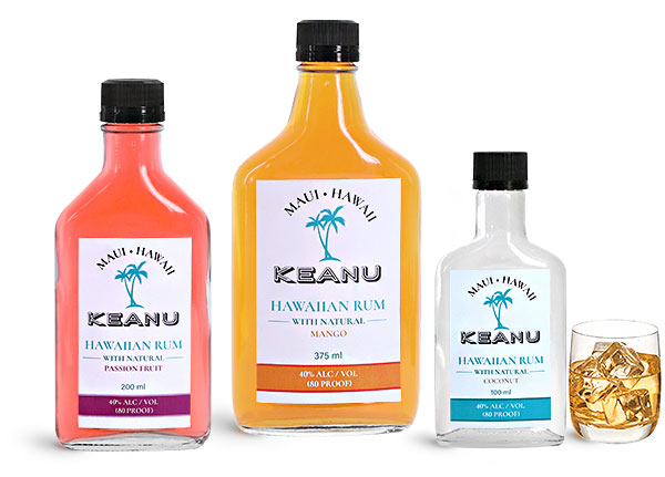 Liquor Bottles, Clear Glass Rum Bottles