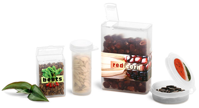 Natural Plastic Hinge Top Seed Containers