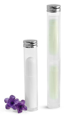 Clear Propionate Round Tubes w/ Silver Metal Screw Caps