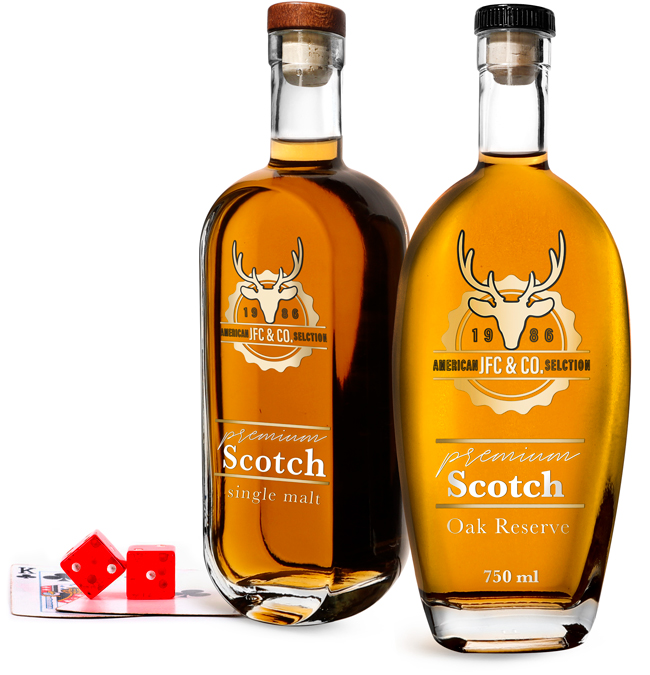 Clear Glass Scotch Liquor Bottles w/ Bar Top Closures