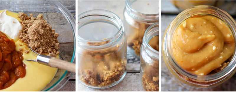 DIY - Pumpkin Cheesecake Gingerbread Trifles in Glass Jars