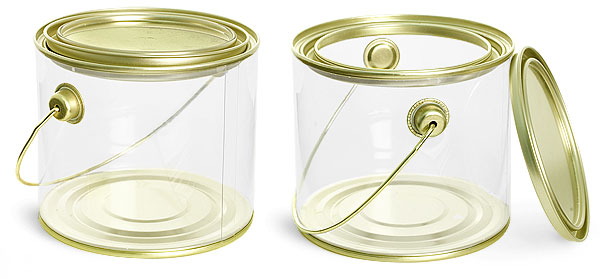 Clear PVC Pails with Gold Lacquer Trim