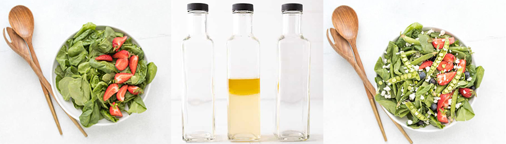 DIY - Summer Berry Salad w/ Easy Balsamic Vinaigrette in Glass Marasca Bottles