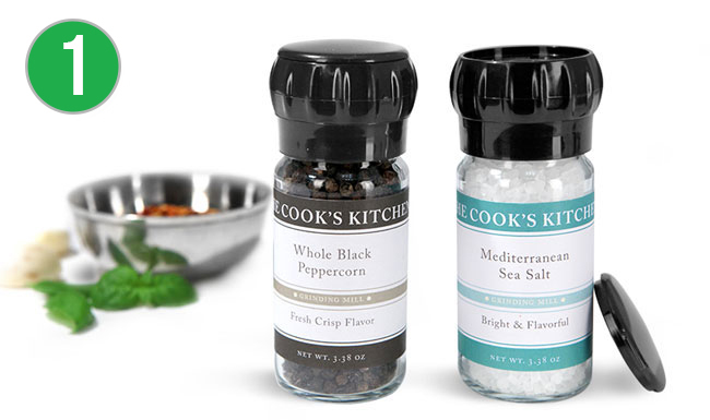 Glass Spice Bottles with Spice Grinders