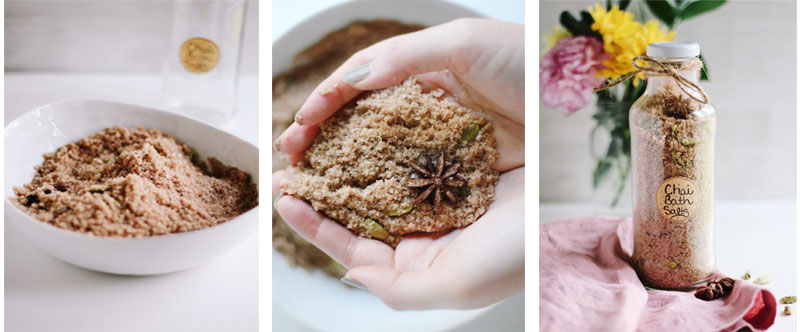 DIY - Spiced Chai Bath Salts in Glass Bottles