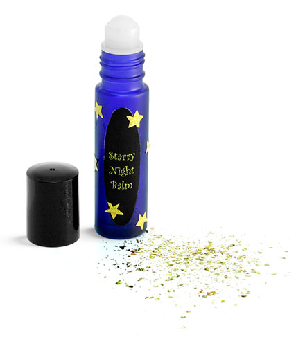 Frosted Blue Glass Lip Balm Roll On Containers