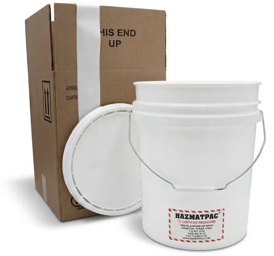   5 Gallon White HDPE Open Head Pails w/ Plain Covers, 1H2 Pack