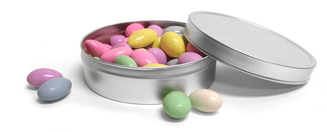 Round Silver Metal Tins Wedding Favor Ideas