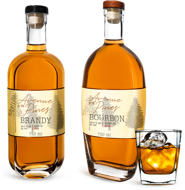 Clear Glass Brandy Bottles w/ Natural Corks