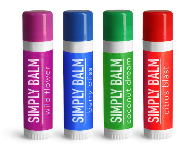 White Lip Balm Tubes w/ Assorted Color Caps