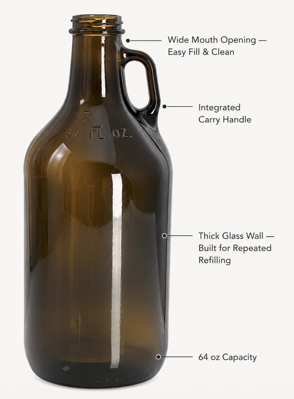 Amber Glass Growler Jug