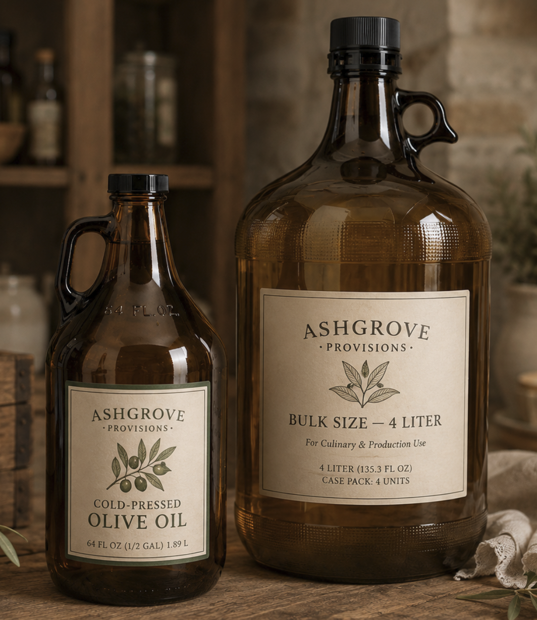 Amber Glass Jug Size Range