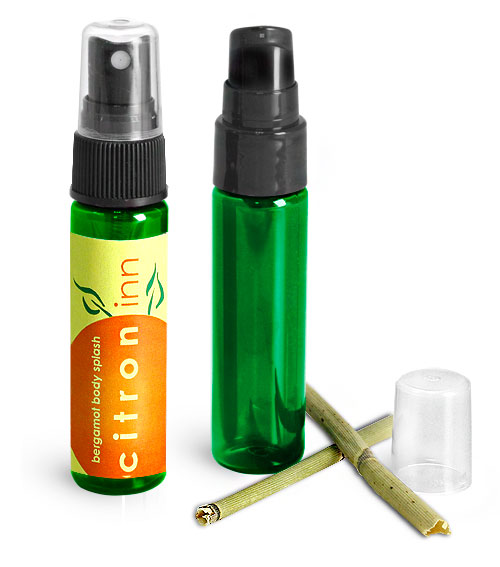 Green PET Slimline Cylinders w/ Caps