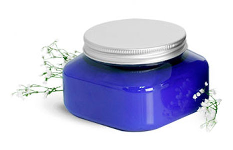 Blue PET Square Jars With Aluminum F217 Lined Caps