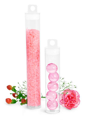 Round Bath Salt Tubes With Natural Hang Tab Caps