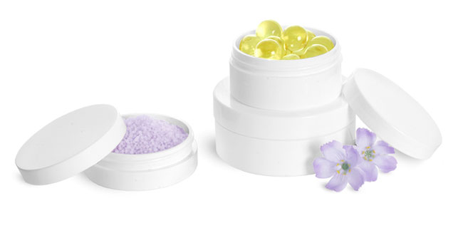White Polypro Thick Wall Jars w/ Lined Caps