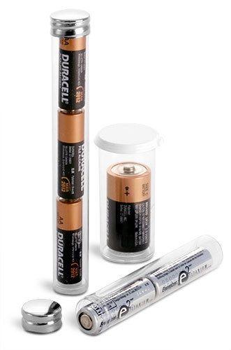 Plastic Tubes, Clear Propionate Round Tubes w/ Silver Metal Screw Caps