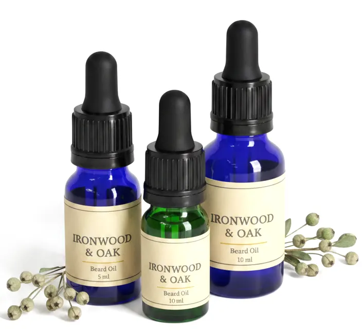 Glass Beard Oil Bottles with Tamper-Evident Droppers