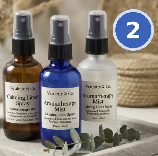 Amber, Blue & Clear Glass Spray Bottles
