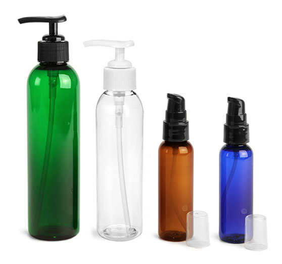 PET Cosmo Round Bottles with Lotion and Treatment Pumps