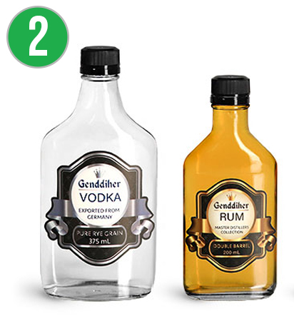 1 Liter Clear Glass Liquor Bottles w/ Black Polypro Tamper Evident Caps