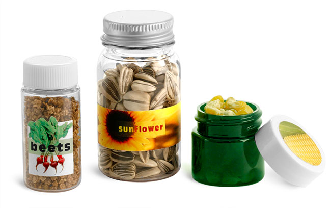 PET Plastic Seed Bottles, Jars & Vials