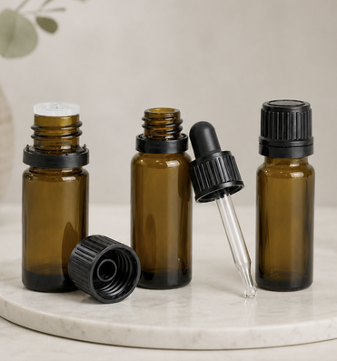 Glass Dropper Cap Bottle Closeup