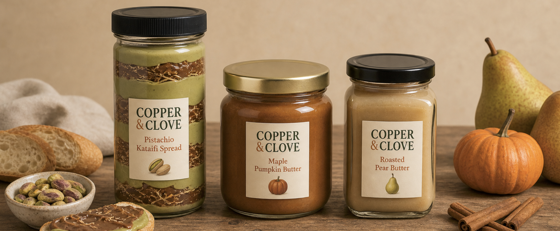Dubai-Style Pistachio Spread & Autumn Fruit Butters in SKS Glass Jars