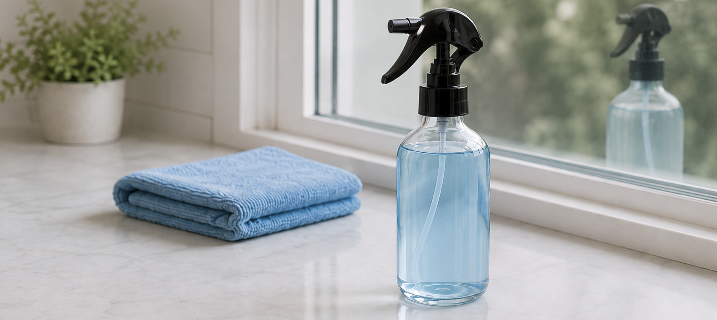 Streak-Free Glass Cleaner in Glass Spray Bottles