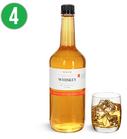 Clear Glass Liquor Bottles with Black Tamper Evident Caps