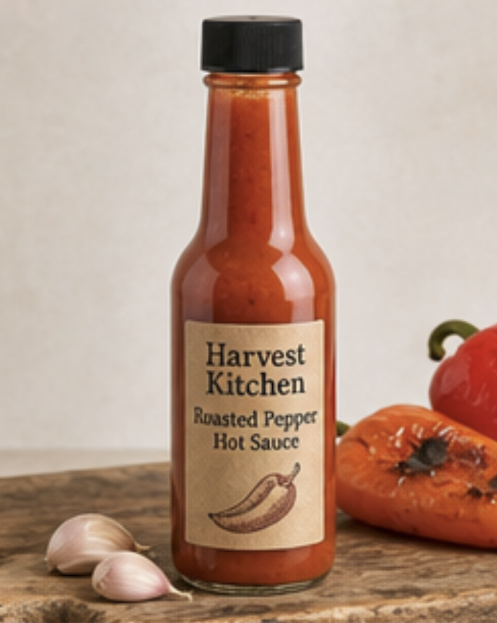 Roasted Garden Pepper Hot Sauce Glass Bottle