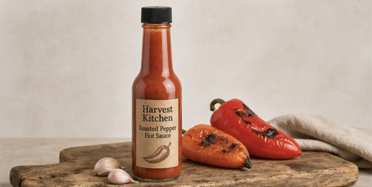 DIY Roasted Garden Pepper Hot Sauce in Glass Sauce Bottles