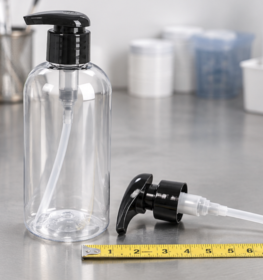 Measuring a Pump Dip Tube Against a Bottle
