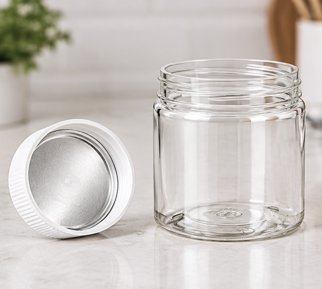 A Jar with an Induction Foil Seal Under the Cap