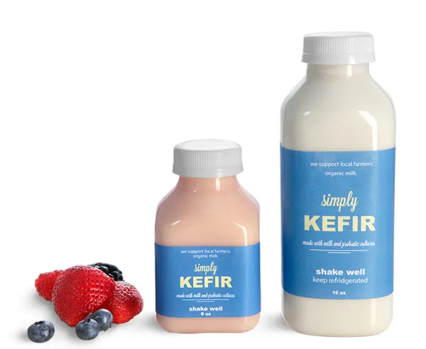 Clear PET Square Beverage Bottles w/ White Tamper Evident Caps
