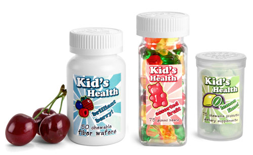 Plastic Child Resistant Supplement Containers