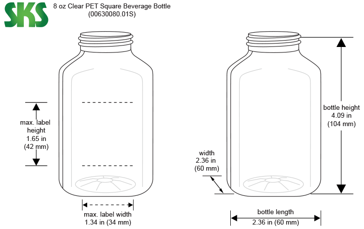 16 oz. Clear PET Plastic Tamper Evident Square Bottle, 38mm 358DBJ, 33 Grams