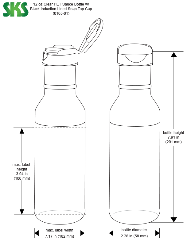 12 oz Glass Barbecue Sauce Bottles w/ Black Polypropylene Lift and Peel  Lined Snap Top Caps