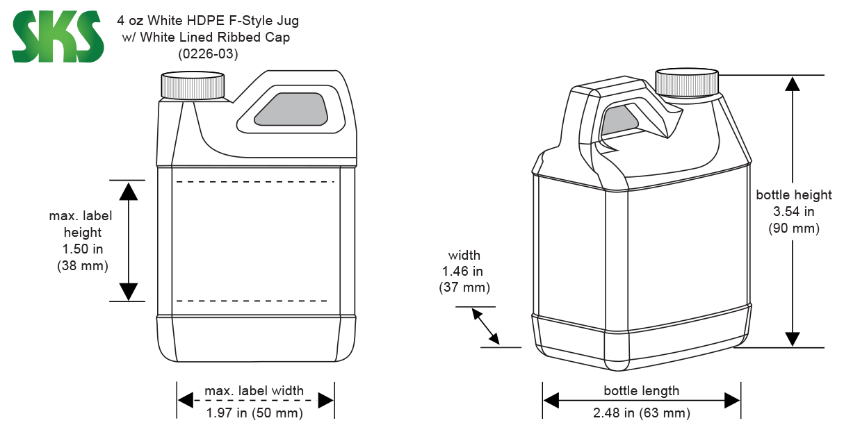 2.5 GALLON WHITE HDPE F-STYLE, 38-400 NECK. Pipeline Packaging