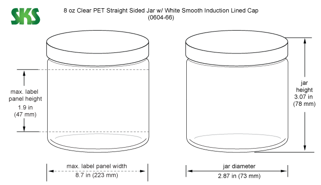 8oz (240ml) Clear Tall Straight Sided Jar with 58-400 neck finish, jar  only, 24-Case - Ibis Scientific, LLC