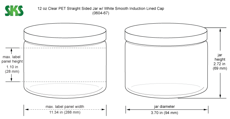 12 Oz Clear PET Straight Sided Jar