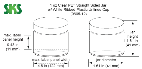 SKS Science Products - Laboratory Glass Jars, Clear Straight Sided Glass  Jars With White Polypropylene Ribbed Lined Caps