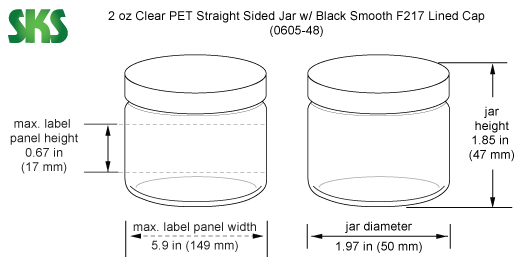 4 oz Clear PET Straight Sided Jars w/ Black Smooth Plastic Lined Caps