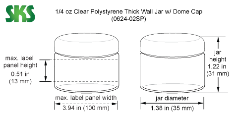Clear Polystyrene Thick Wall Jars w/ Dome Caps