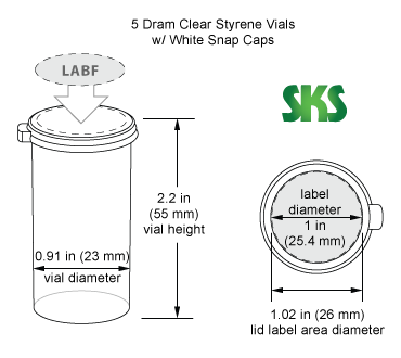 2.5 DRAM (9 ml) Clear Polystyrene Plastic Vials (White Cap) - Clear PS Plastic