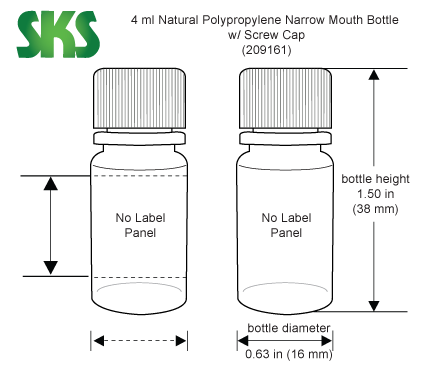 SKS Science Products - Lab Bottles, Leak Proof, Natural Polypro Wide Mouth  Water Bottles w/ Plastic Caps
